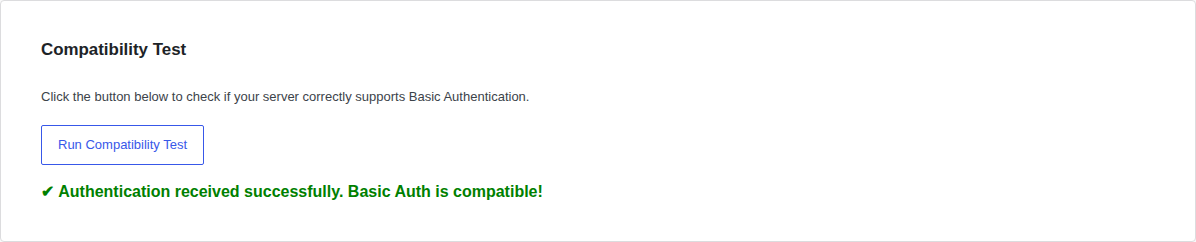 Basic Auth compatibility test success message