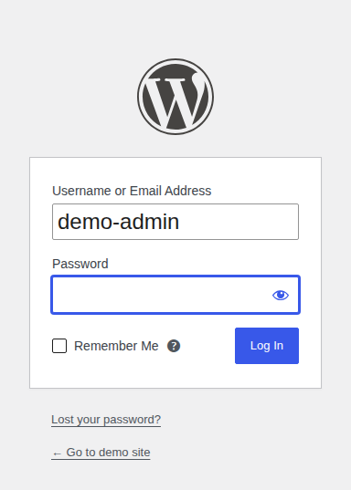 WordPress login form for application-level sessions