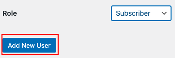 WordPress new user form with account details and role settings