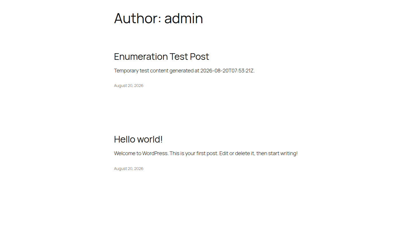 WordPress author archive reached from the numbered author request