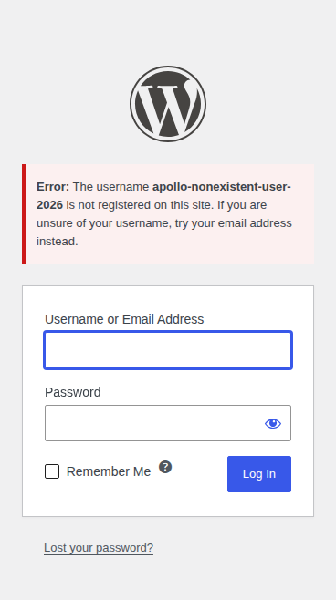 WordPress login error saying the username is not registered