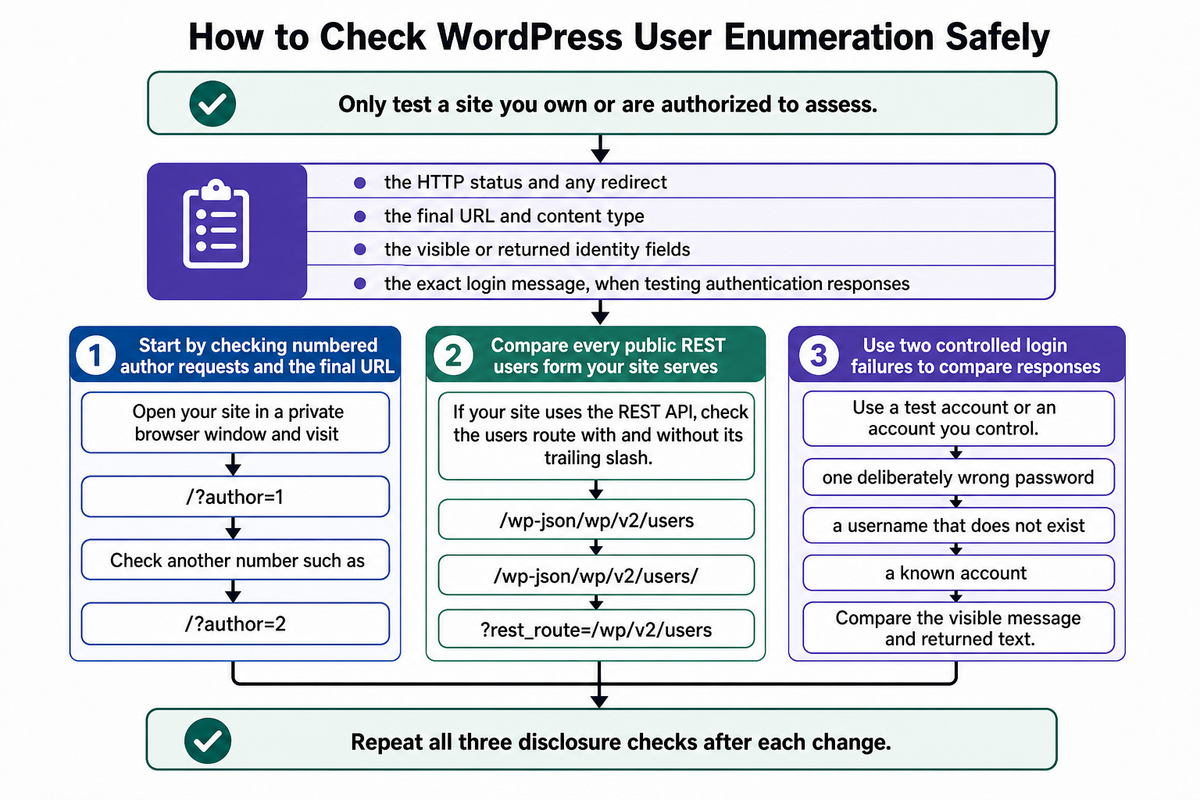 Safe WordPress user enumeration testing workflow
