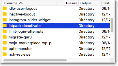 deactivate plugins using FTP