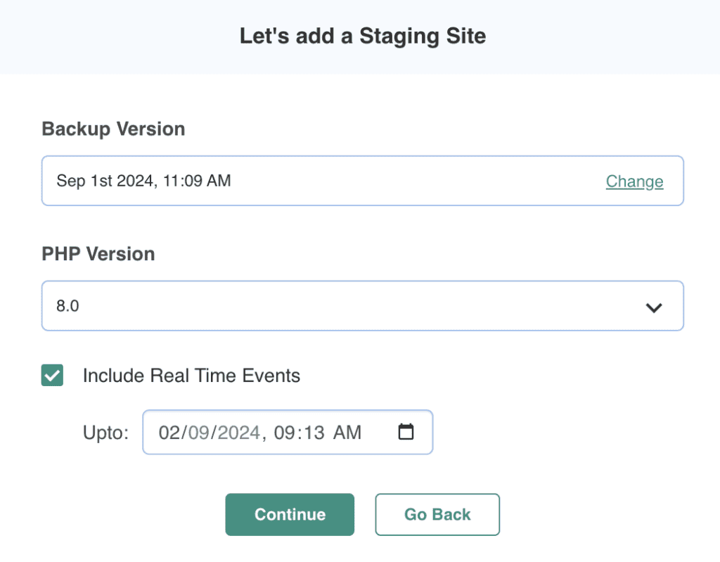 BlogVault staging