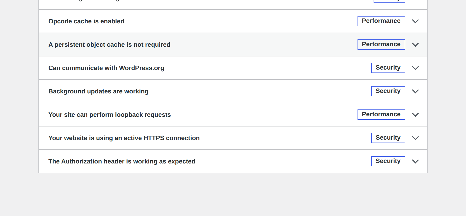 WordPress Site Health screen used to verify HTTPS status