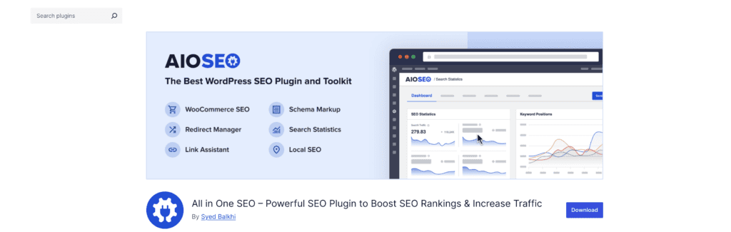 All in One SEO plugin listing