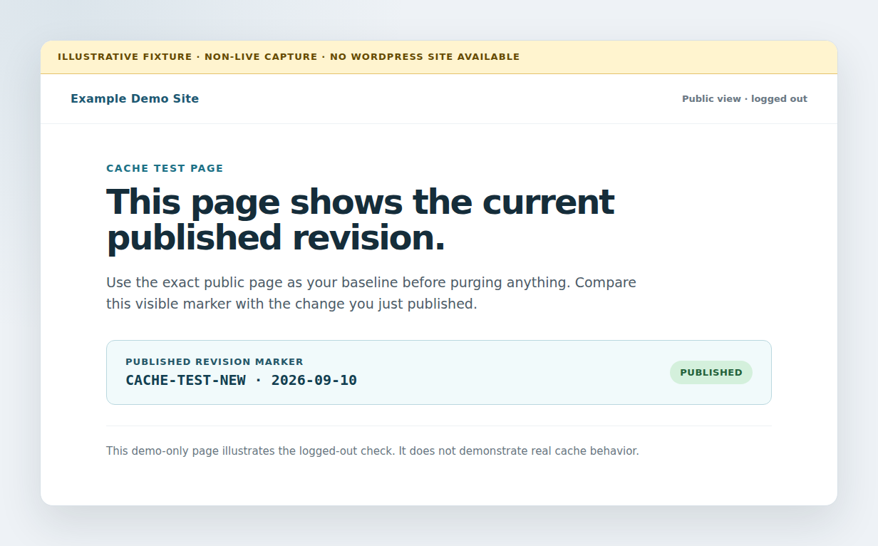 Logged-out WordPress page showing a visible revision marker