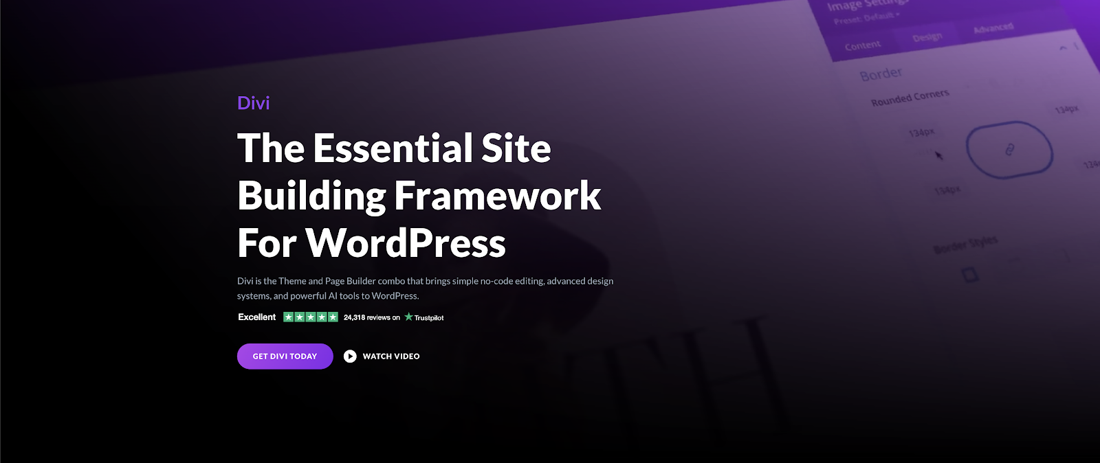 Divi homepage presenting its WordPress visual site builder