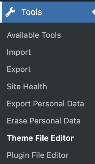 WordPress theme file editor showing PHP source code