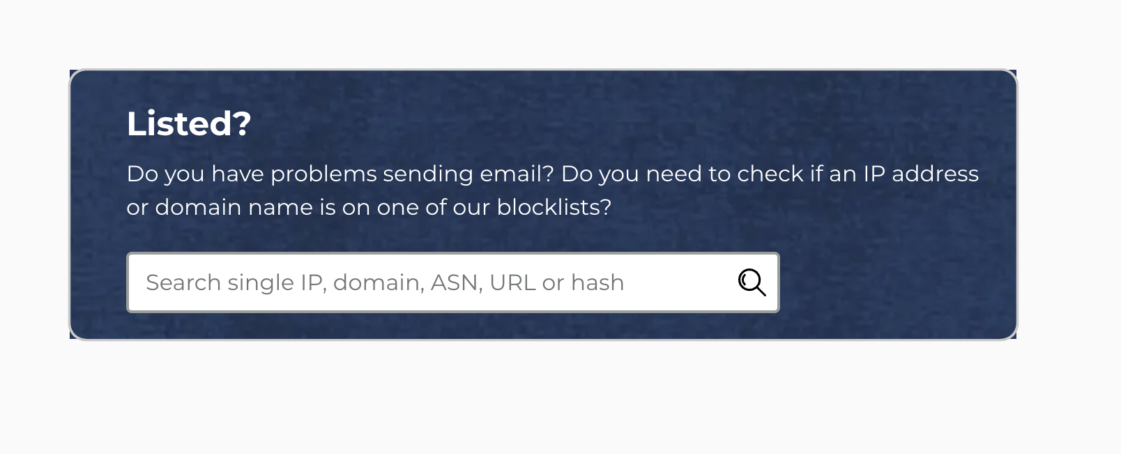Official Spamhaus checker for looking up an IP address or domain