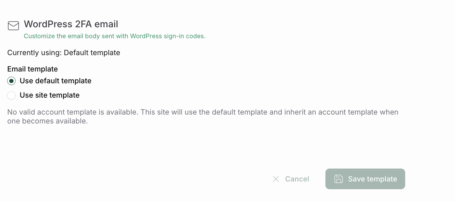 MalCare email two-factor authentication settings