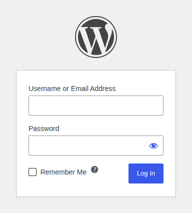 WordPress core login form