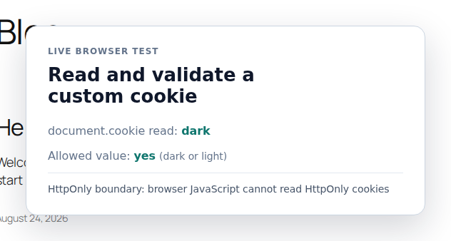 Validated browser-readable cookie preference