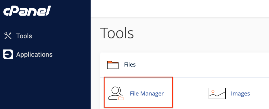 cPanel File Manager displaying WordPress files
