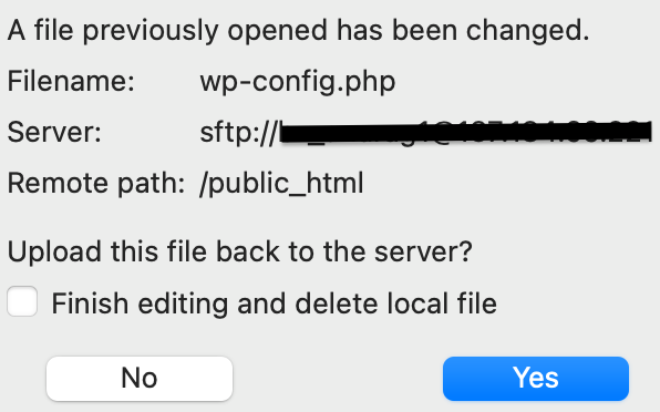 Uploading a restored file back to the server
