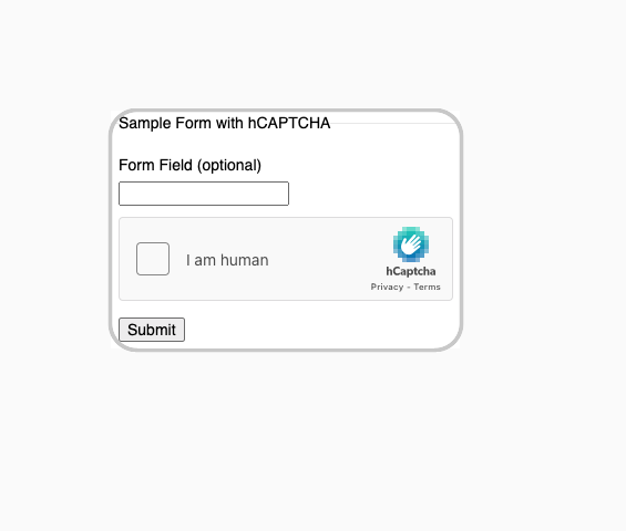 CAPTCHA challenge shown in a sample form