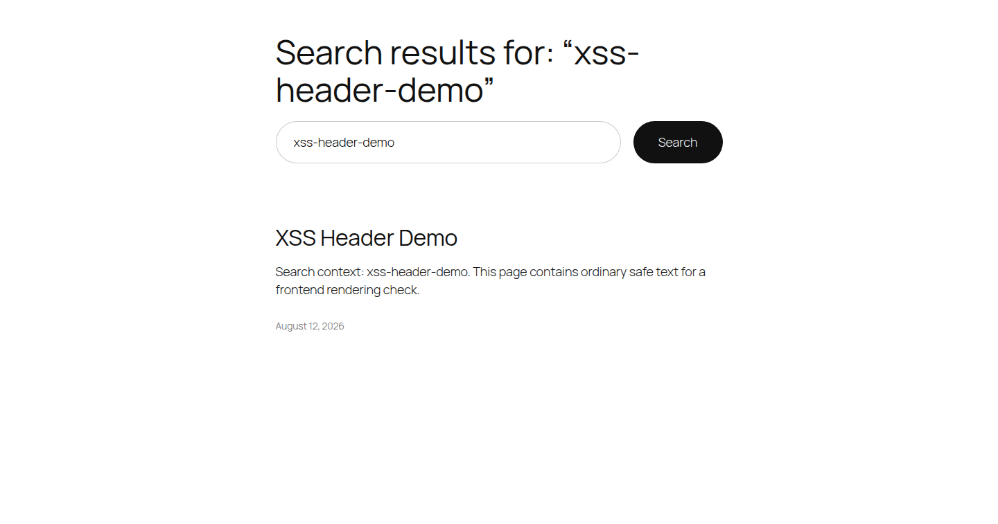 WordPress page showing a harmless reflected-XSS request context