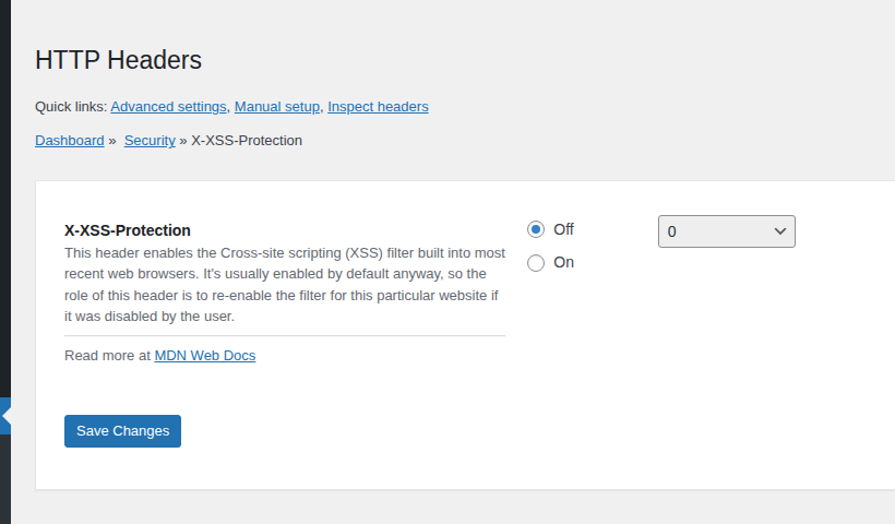 WordPress header-management plugin security section