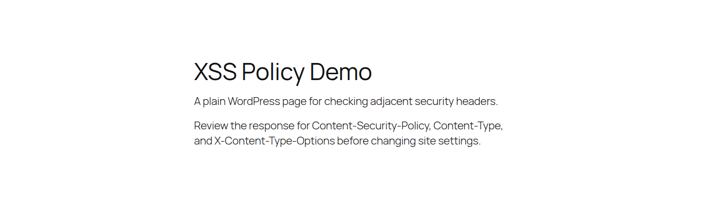Public WordPress page used to check adjacent security headers