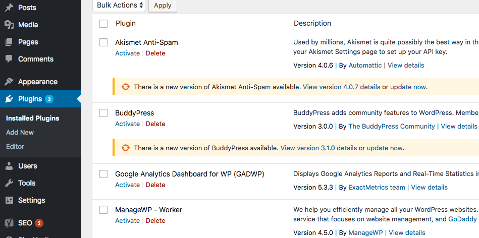 Theme Affects Security: plugins and theme updates