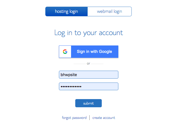 log into your web hosting account