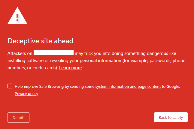 google blacklist warning