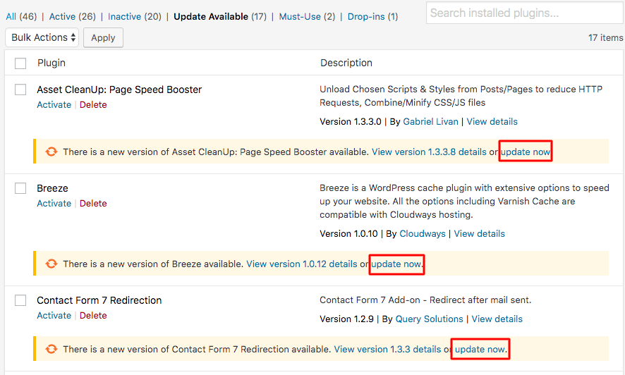 Plugin updates available