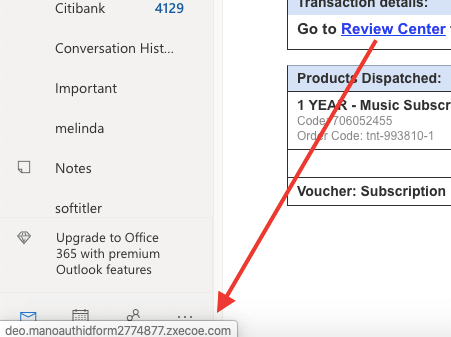 Suspicious link in Phishing Email