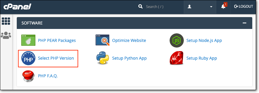 select php version cpanel
