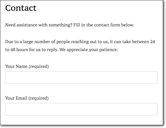 contact form