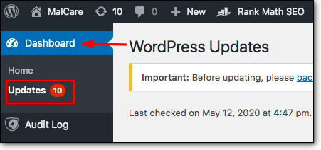 wordpress updates alerts