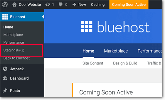 bluehost staging