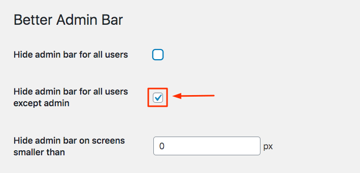 Better Admin Bar plugin option
