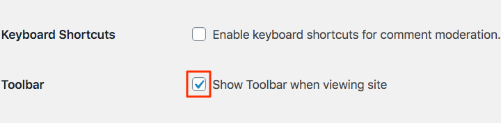 Show Tool Bar when viewing site option