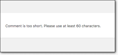 Notification for comment being too short 