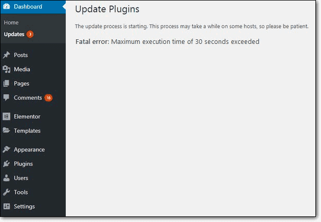 update plugins fatal error