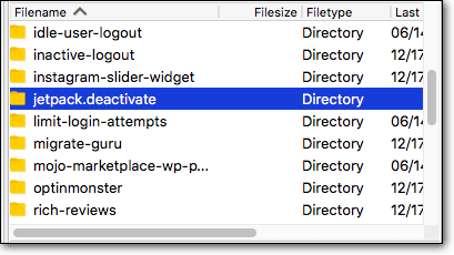plugin deactivate filezilla