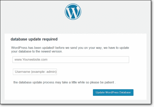 WordPress database update phishing email