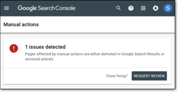 google search console manual actions