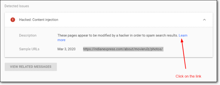 hacked content injection search console