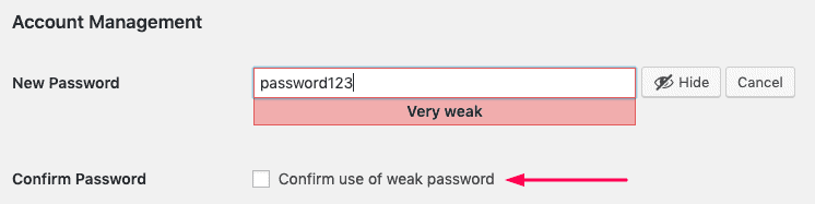 Creating a weak password