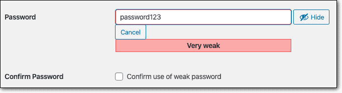 weak password as a wordpress security issue