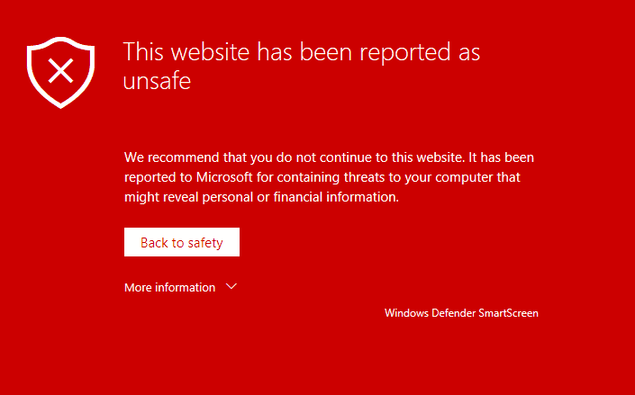This website has been reported as unsafe warning