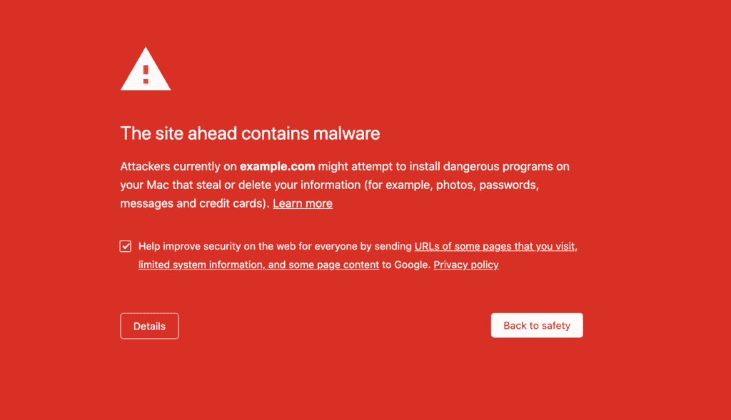 Is my website hacked - Site ahead contains a malware warning 