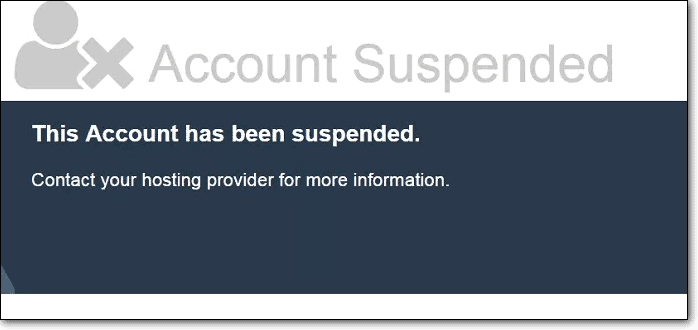 Bluehost Account suspended notice
