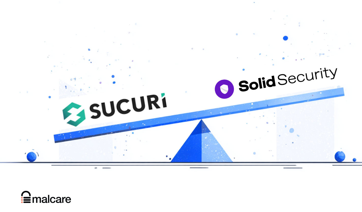 Sucuri and Solid Security logos balanced on a scale