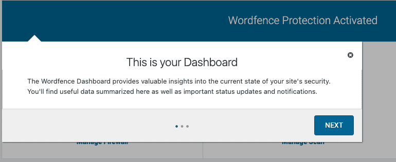 Wordfence dashboard