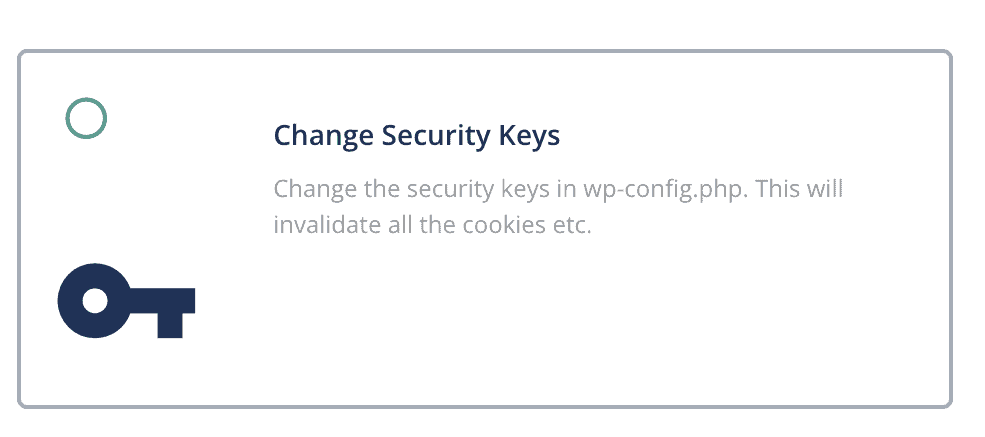 Change WordPress security keys using MalCare