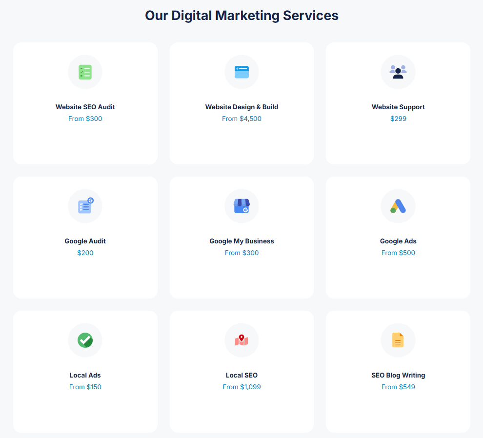 WordPress maintenance service comparison interface