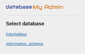 Database my admin dashboard